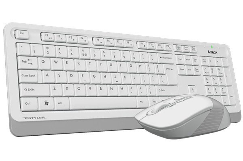 Комплект клавіатура+миша A4Tech FG1010 (White) Fstyler,  бездротовий, USB, білий+сірий, фото №4