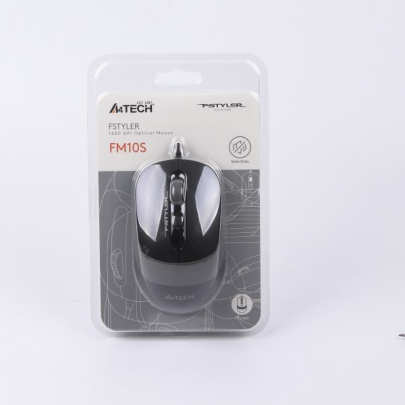 Миша A4Tech Fstyler FM10S (Grey), безшумна, USB, колір чорний+сірий, фото №9