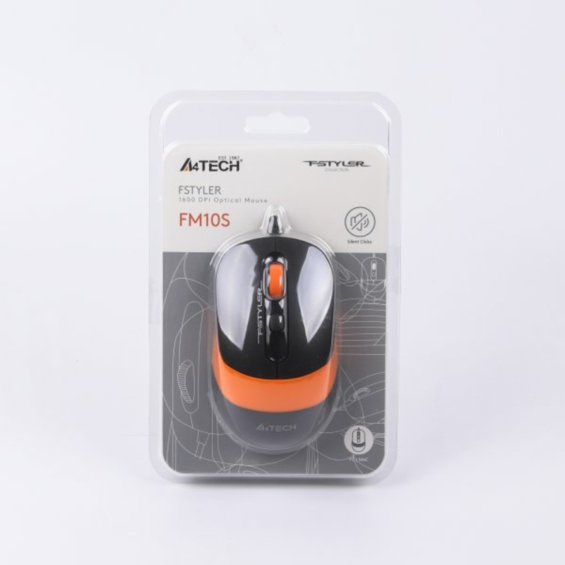 Миша A4Tech Fstyler FM10S (Orange), безшумна, USB, колір чорний+помаранчевий, numer zdjęcia 9