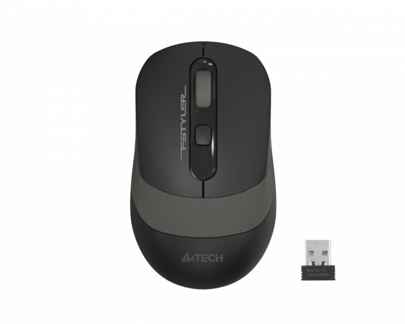 Миша бездротова A4Tech Fstyler FG10S (Grey), безшумна, USB, колір чорний+сірий, photo number 2