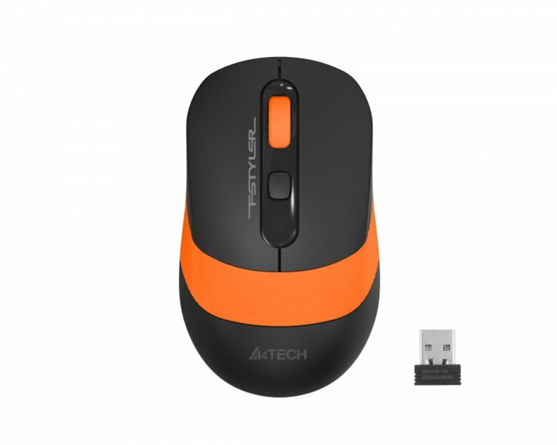 Миша бездротова A4Tech Fstyler FG10S (Orange),  безшумна, USB, колір чорний+помаранчевий, numer zdjęcia 2