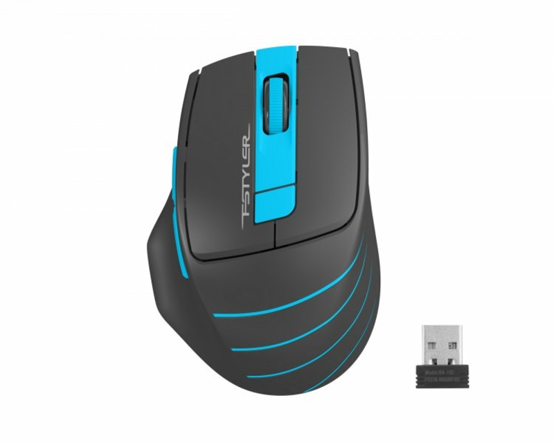 Миша бездротова A4Tech Fstyler FG30S (Blue), безшумна, USB, колір чорний+блакитний, фото №2