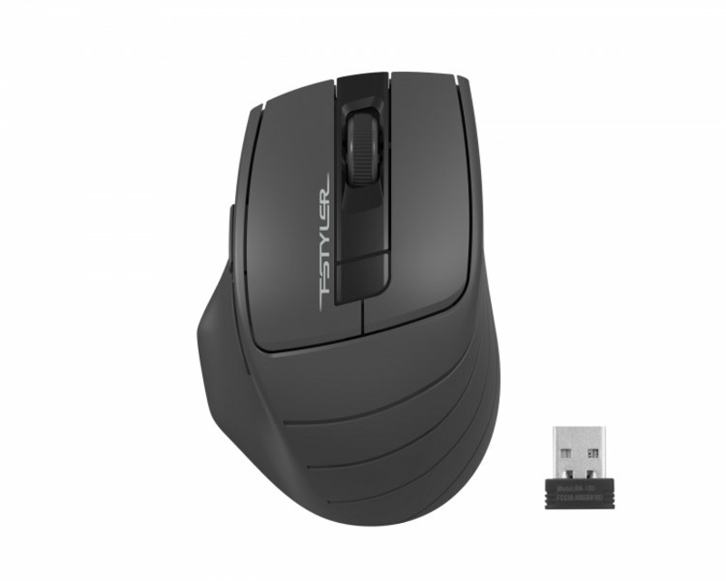 Миша бездротова A4Tech Fstyler FG30S (Grey), безшумна, USB, колір чорний+сірий, photo number 2