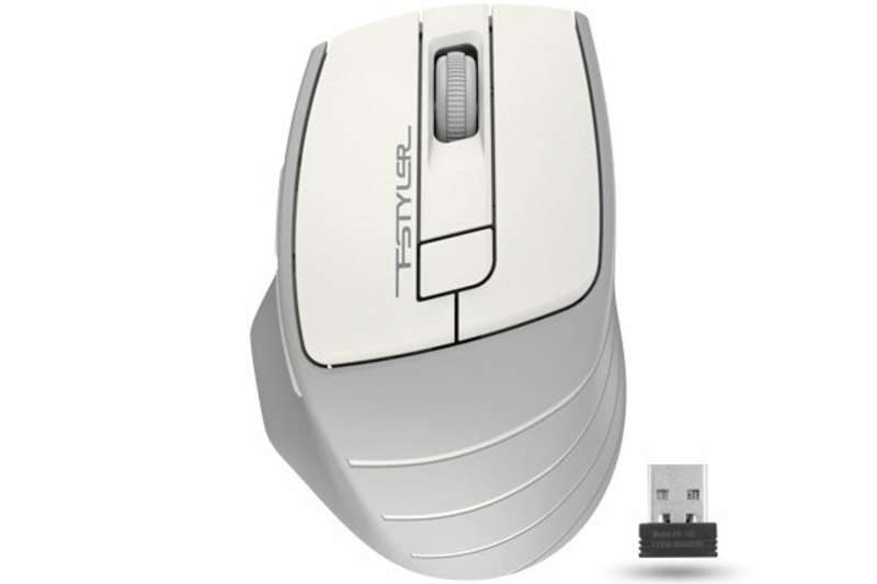 Миша бездротова A4Tech Fstyler FG30S (Grey+White), безшумна, USB, колір білий+сірий, numer zdjęcia 2