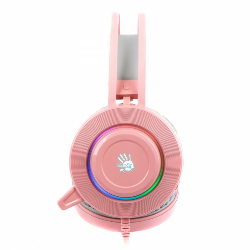 Гарнітура ігрова Bloody G521 (Pink) з мікрофоном, Hi Fi, 7.1 віртуальний звук, підсвічування 7 кольорів, USB рожеві, фото №3