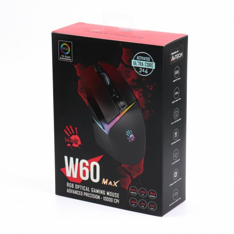 Миша ігрова A4Tech W60 Max Bloody (Gradient Red), RGB, 10000 CPI, 50M натискань, активоване ПЗ Bloody, колір чорний+червоний, photo number 9