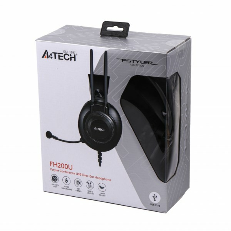 Навушники A4-Tech FH200U (Grey) USB з мікрофоном, Fstyler USB Stereo Headphone, сірий, фото №6