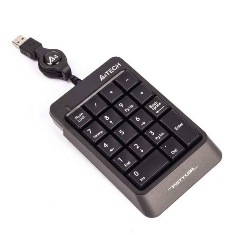 Клавіатура цифрова A4Tech FK13 (Grey), USB, кабель, що змотується (70 см) сіра, фото №2