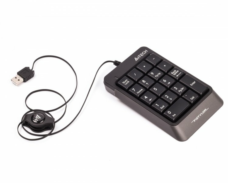 Клавіатура цифрова A4Tech FK13 (Grey), USB, кабель, що змотується (70 см) сіра, фото №4