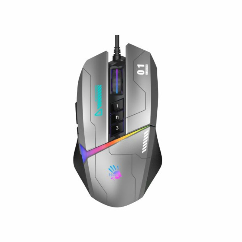 Миша ігрова A4Tech W60 Max Bloody (Gun Grey), RGB, 10000 CPI, 50M натискань, сірий, numer zdjęcia 2