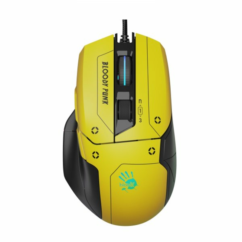 Миша ігрова A4Tech W70 Max Bloody (Punk Yellow), активоване ПЗ Bloody, RGB, 10000 CPI, 50M натискань, жовтий, фото №2