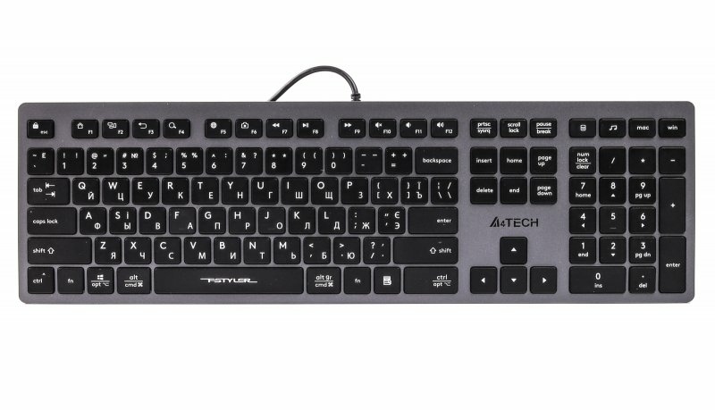 Клавіатура A4Tech FX-50 USB (Grey), Fstyler, сірий колір, USB, numer zdjęcia 2
