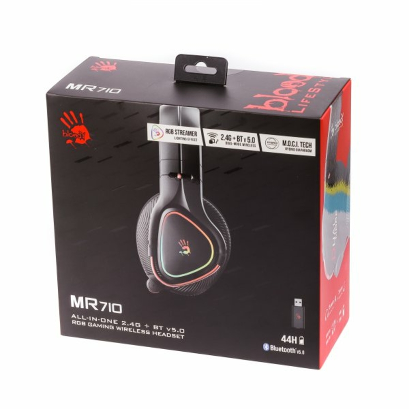 Навушники ігрові Bloody MR710 (Black), RGB, Bluetooth + 2.4GHz + 3.5 jack, колір чорний, фото №10