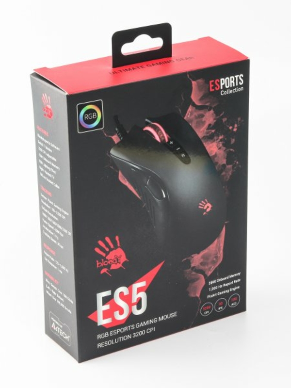 Миша ігрова A4Tech Bloody ES5 (Stone black), RGB, 3200 CPI, 10M натискань, чорна, фото №11