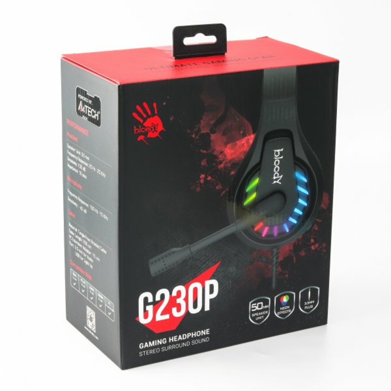 Гарнітура ігрова Bloody G230p з LED підсвічуванням, чорний колір, USB + 3.5 jack, numer zdjęcia 11