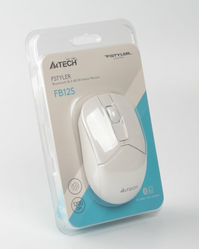 Миша бездротова A4Tech Fstyler FB12S (White),  USB, колір білий, фото №11
