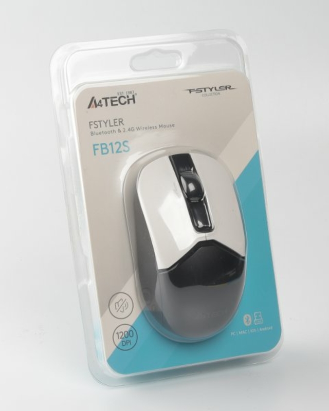Миша бездротова A4Tech Fstyler FB12S (Panda),  USB, колір чорний + білий, фото №11