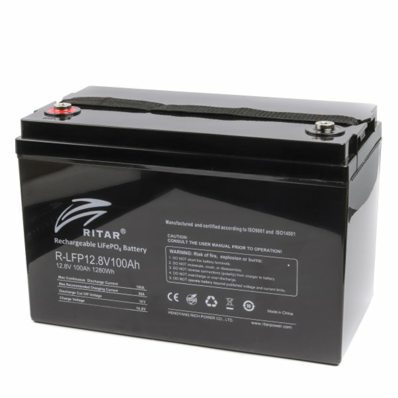 Акумуляторна електрична батарея літієва Ritar R-LFP12.8V100Ah, 12 В 100 Aгод, LiFePo4