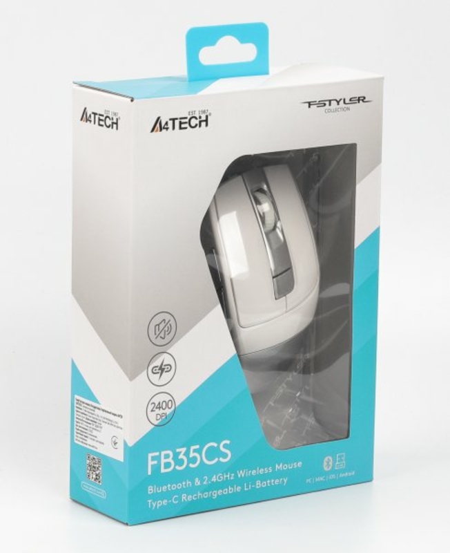 Миша бездротова A4Tech Fstyler FB35CS (Icy White),  USB, колір крижано-білий, фото №7