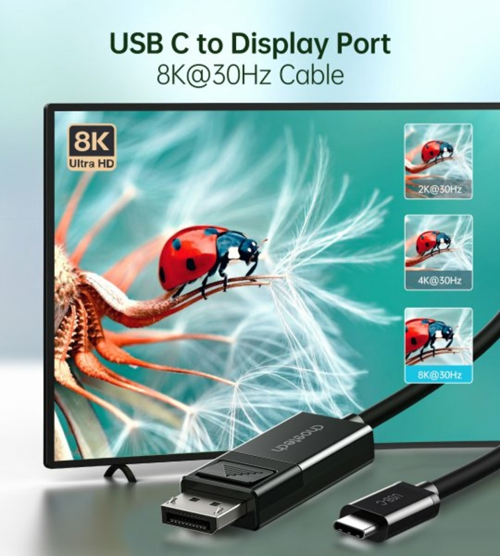 Кабель Choetech XCP-1803-BK, USB-C на DisplayPort, 1,8м, фото №6