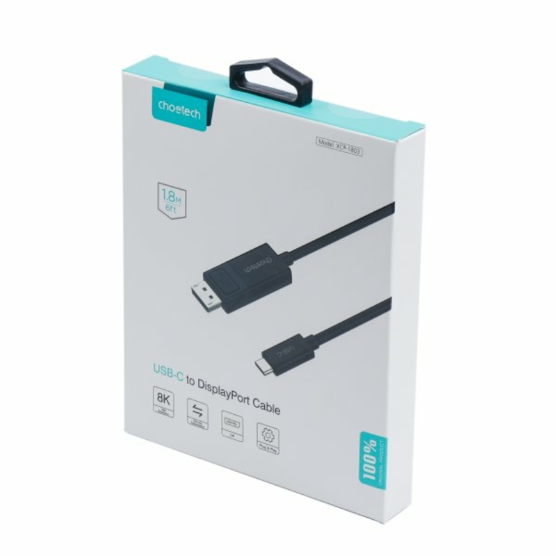 Кабель Choetech XCP-1803-BK, USB-C на DisplayPort, 1,8м, фото №10