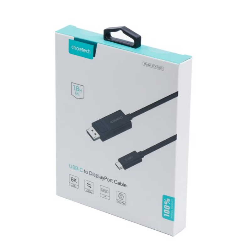 Кабель Choetech XCP-1803-BK, USB-C на DisplayPort, 1,8м, numer zdjęcia 10