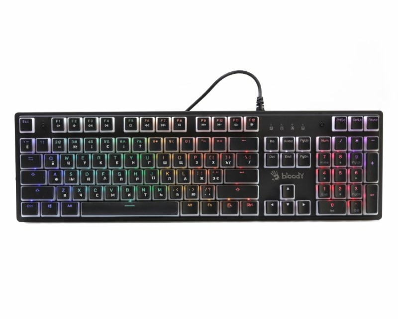 Механічна клавіатура A4Tech Bloody S510R, червоні світчі, чорна, RGB підсвічування клавіш, USB, фото №2