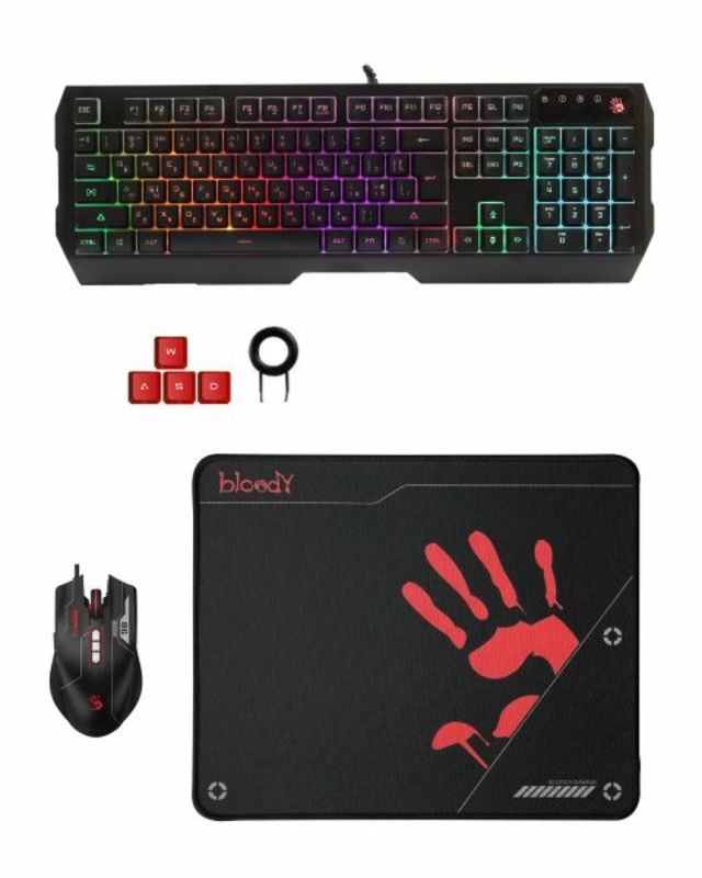 Комплект A4Tech Bloody B1700 (Black)  ігровий, клавіатура, миша, килимок USB, фото №7