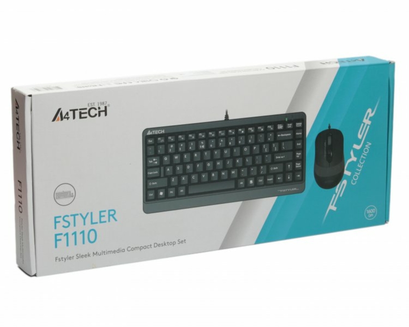 A4Tech Fstyler F1110, комплект дротовий клавіатура з мишою, USB, сірий колір, фото №5