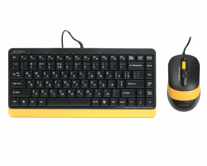 A4Tech Fstyler F1110, комплект дротовий клавіатура з мишою, USB, сірий чорно-жовтий, numer zdjęcia 2