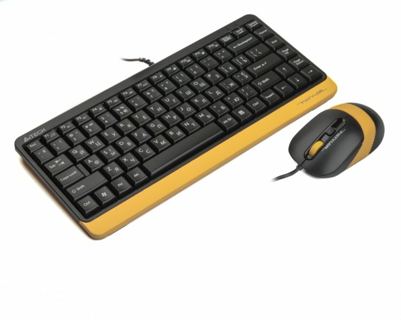 A4Tech Fstyler F1110, комплект дротовий клавіатура з мишою, USB, сірий чорно-жовтий, фото №4