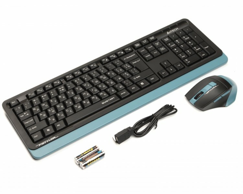 Комплект бездротовий клавіатура з мишою A4Tech Fstyler FGS1035Q (Navy Blue), чорно-синій, USB, фото №3