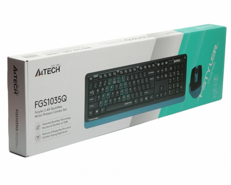 Комплект бездротовий клавіатура з мишою A4Tech Fstyler FGS1035Q (Navy Blue), чорно-синій, USB, photo number 5