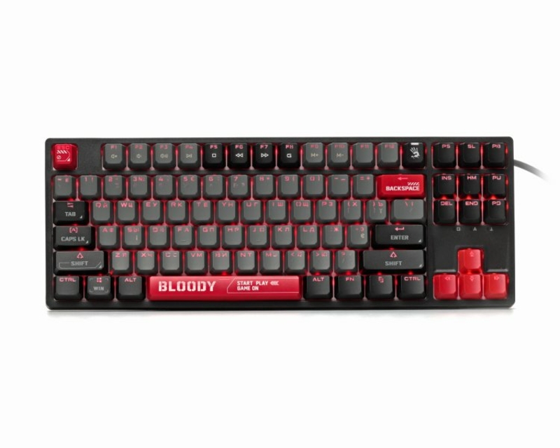 Механічна ігрова клавіатура Bloody S87 Energy Red, червоні світчі, RGB підсвічування клавіш, USB, чорний, numer zdjęcia 3