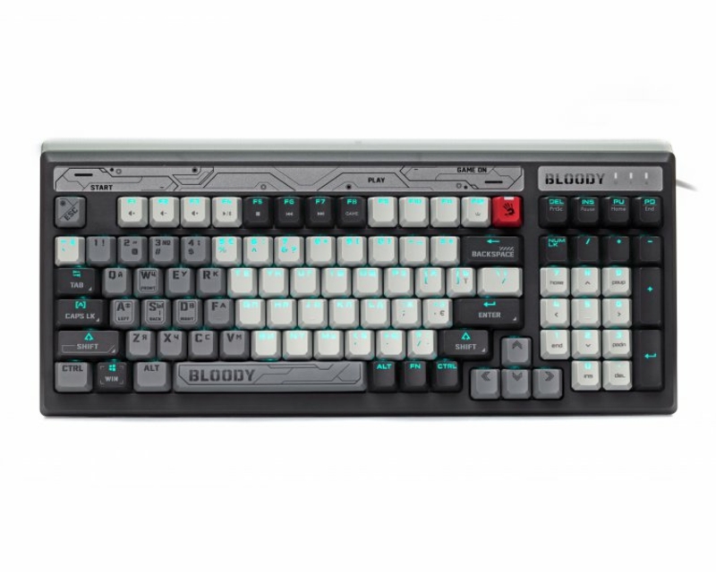 Механічна ігрова клавіатура A4Tech Bloody B950 (Warrior Grey), USB, RGB-підсвічування, LK Libra Brown Switchсіра, сіра, numer zdjęcia 2