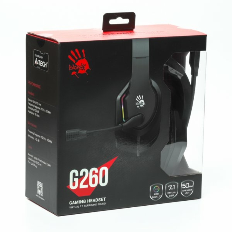Гарнітура ігрова Bloody G260 з підсвічуванням, USB, колір чорний, numer zdjęcia 9