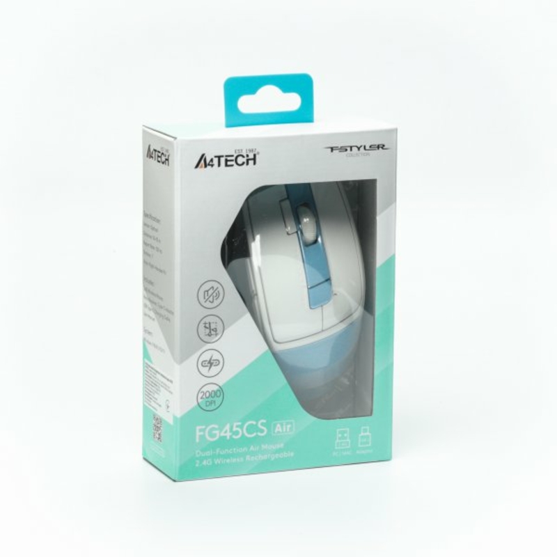 Миша бездротова A4Tech Fstyler FG45CS Air (lcy Blue),  USB, колір білий+блакитний, фото №10