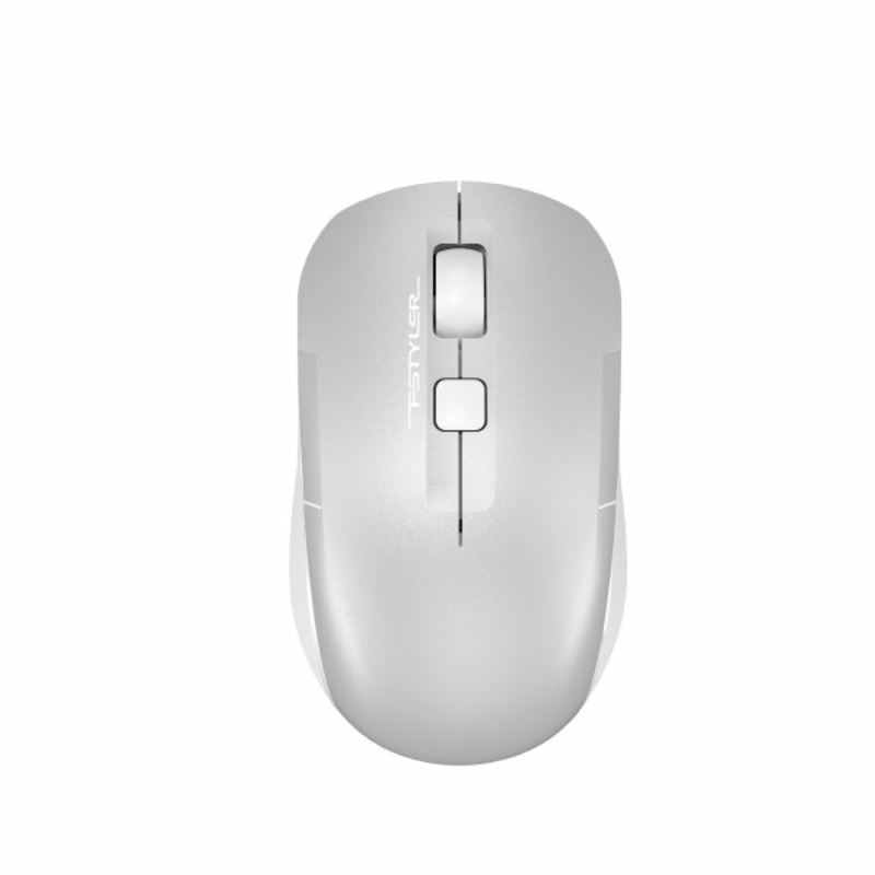 Миша бездротова A4Tech FB26CS Air (Icy White),  безшумна Fstyler, BT+RF (Combo), 2000DPI, USB, вбудований акумулятор, сірий+білий, фото №2