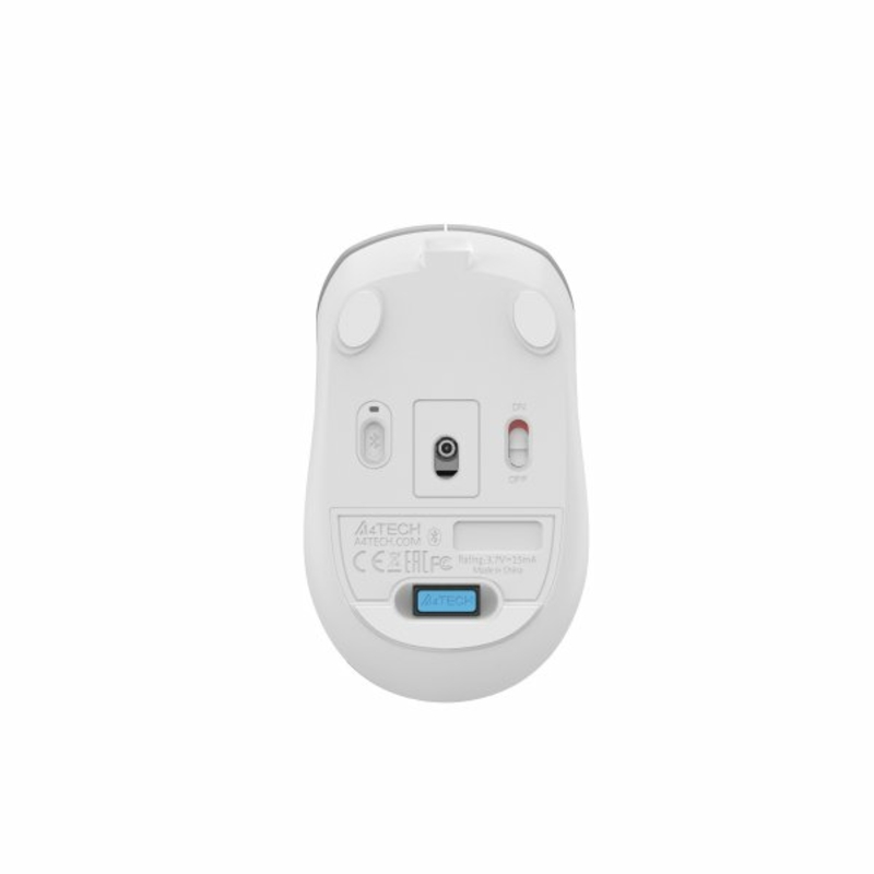 Миша бездротова A4Tech FB26CS Air (Icy White),  безшумна Fstyler, BT+RF (Combo), 2000DPI, USB, вбудований акумулятор, сірий+білий, numer zdjęcia 11