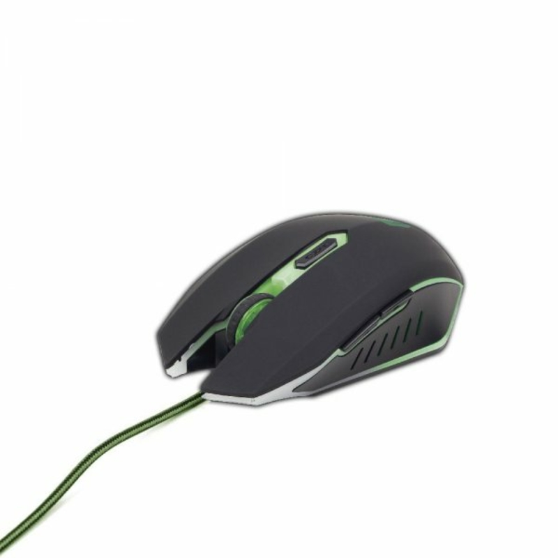 Оптична ігрова мишка Gembird MUSG-001-G, USB інтерфейс, зелений колір, фото №2