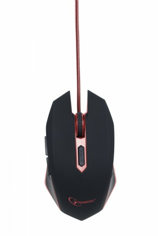 Оптична ігрова мишка Gembird MUSG-001-R, USB інтерфейс, червоний колір, numer zdjęcia 4