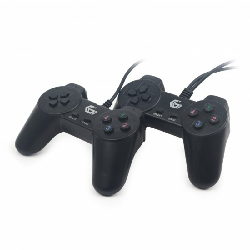 Подвійний ігровий геймпад Gembird JPD-UB2-01, USB інтерфейс, чорний колір, фото №2