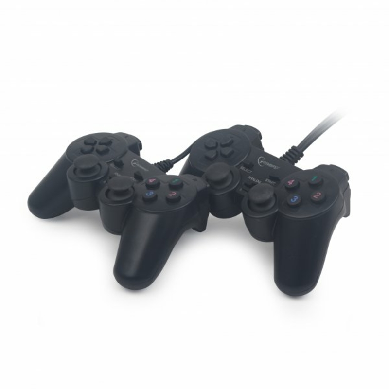Подвійний ігровий геймпад Gembird JPD-UDV2-01, USB інтерфейс, вібрація, чорний колір, фото №2