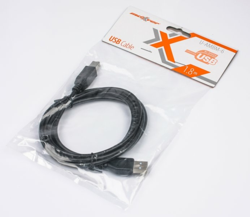 Кабель Maxxter U-AMBM-6, USB2.0, 1.8м., чорного кольору, фото №3