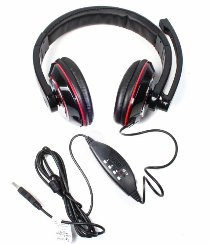 Навушники з мікрофоном Gembird MHS-U-001, USB інтерфейс, глянцевий чорний колір, numer zdjęcia 5