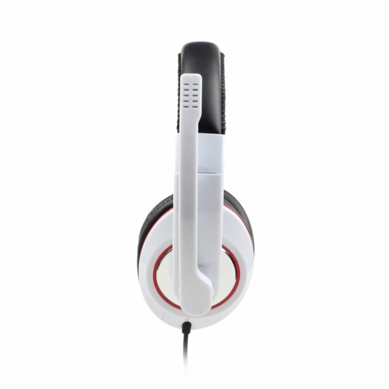 Навушники з мікрофоном Gembird MHS-001, стерео, глянцеві білого кольору, numer zdjęcia 4