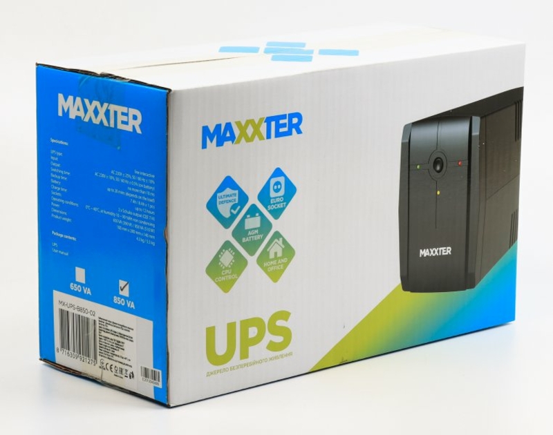 Джерело безперебійного живлення Maxxter MX-UPS-B850-02, 850 ВA, фото №4