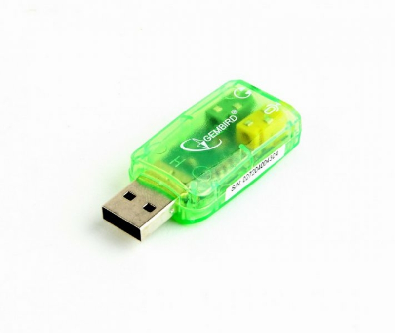 Адаптер Gembird SC-USB-01, USB2.0 to Audio, зеленого кольору, блістер, фото №2