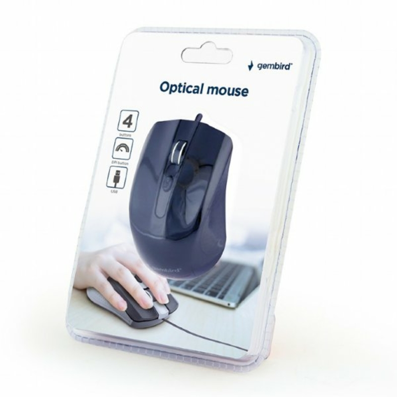 Оптична мишка Gembird MUS-4B-01, USB интерфейс, чорний колір, numer zdjęcia 4