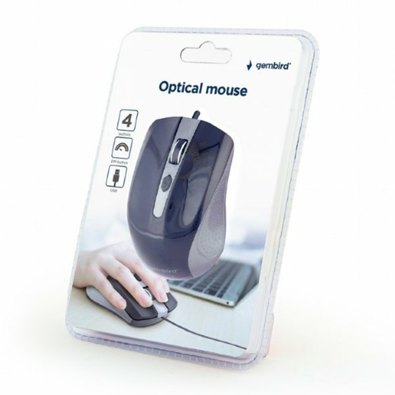Оптична мишка Gembird MUS-4B-01-GB, USB интерфейс, сіро-чорного кольору, фото №4